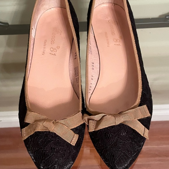 Black lace flats with beige trim, size 37, made in Italy - Picture 9 of 10